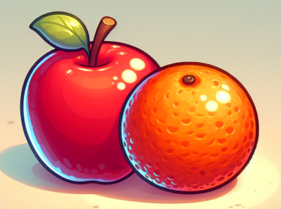 picture of an apple and an orange